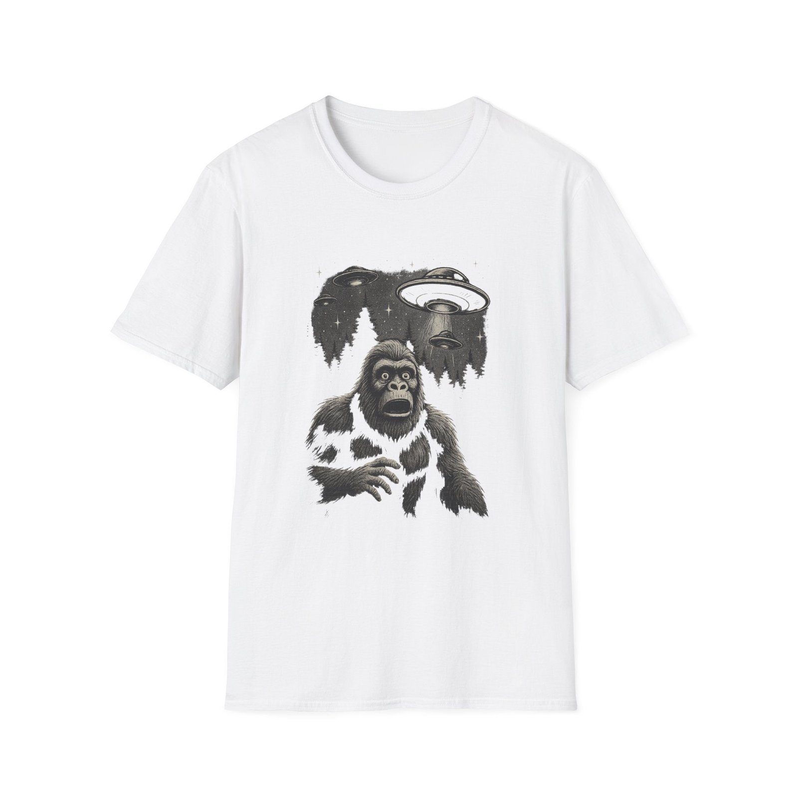 Bigfoot vs Aliens T-Shirt – Cryptid UFO Encounter Graphic Tee - Image 4