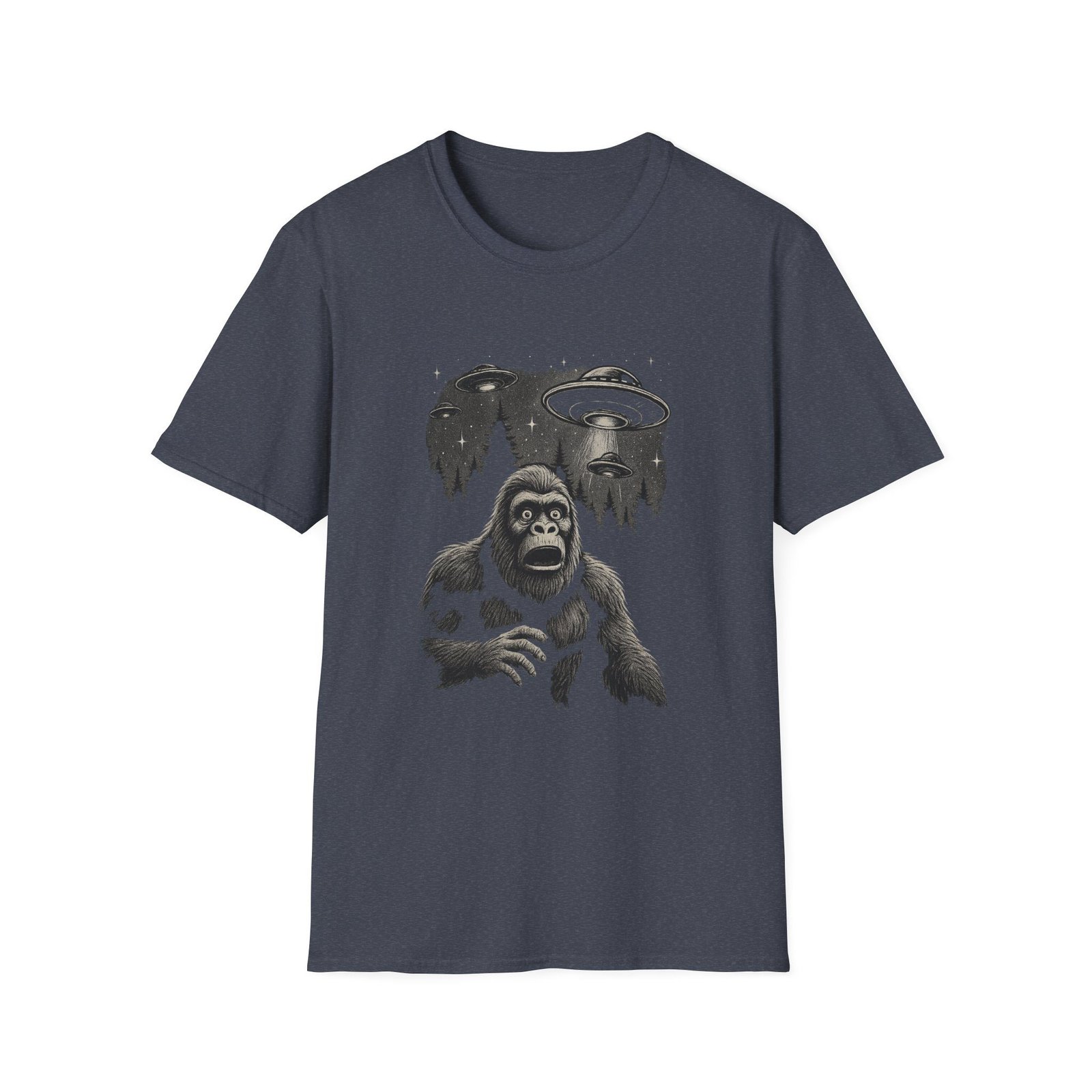 Bigfoot vs Aliens T-Shirt – Cryptid UFO Encounter Graphic Tee - Image 34