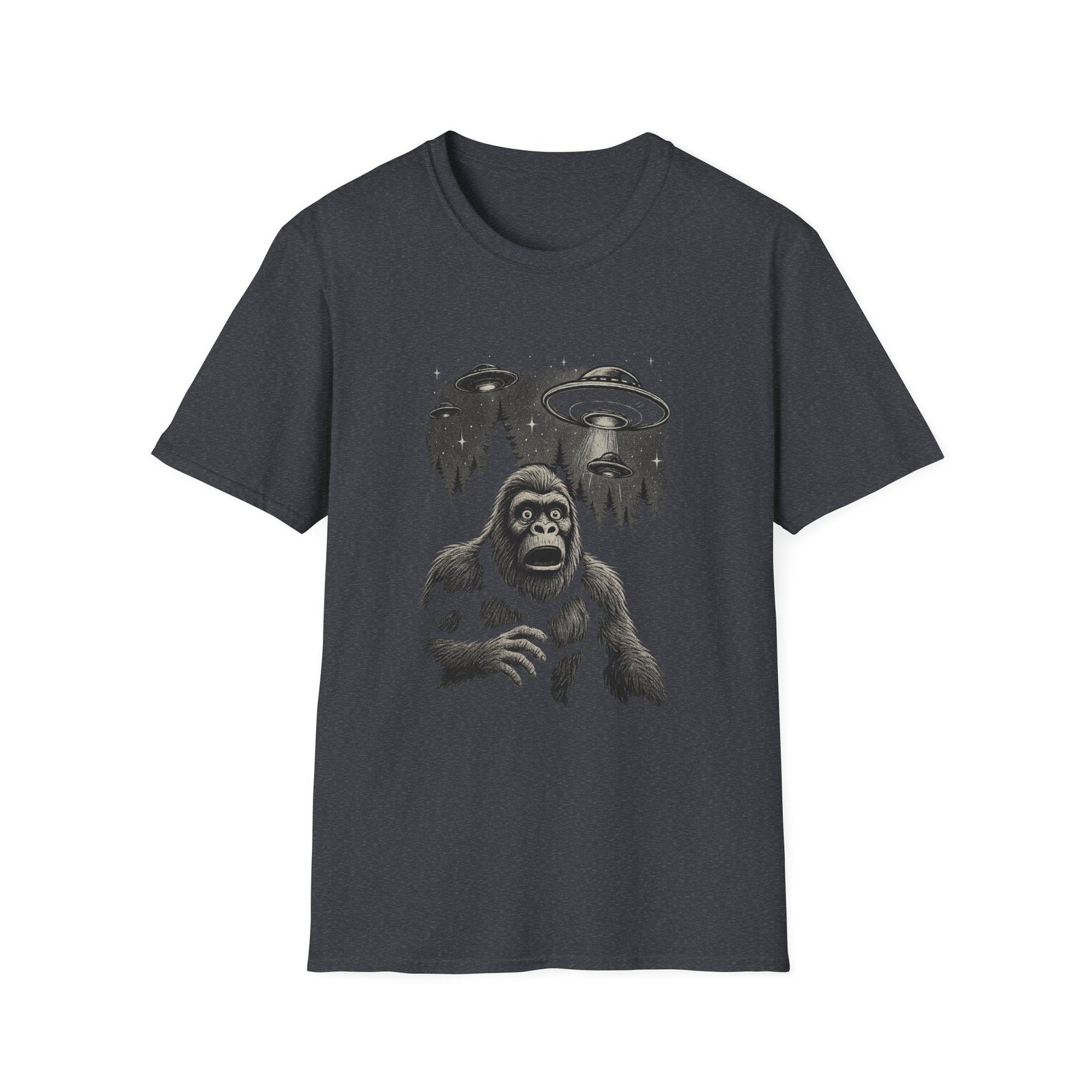 Bigfoot vs Aliens T-Shirt – Cryptid UFO Encounter Graphic Tee - Image 31