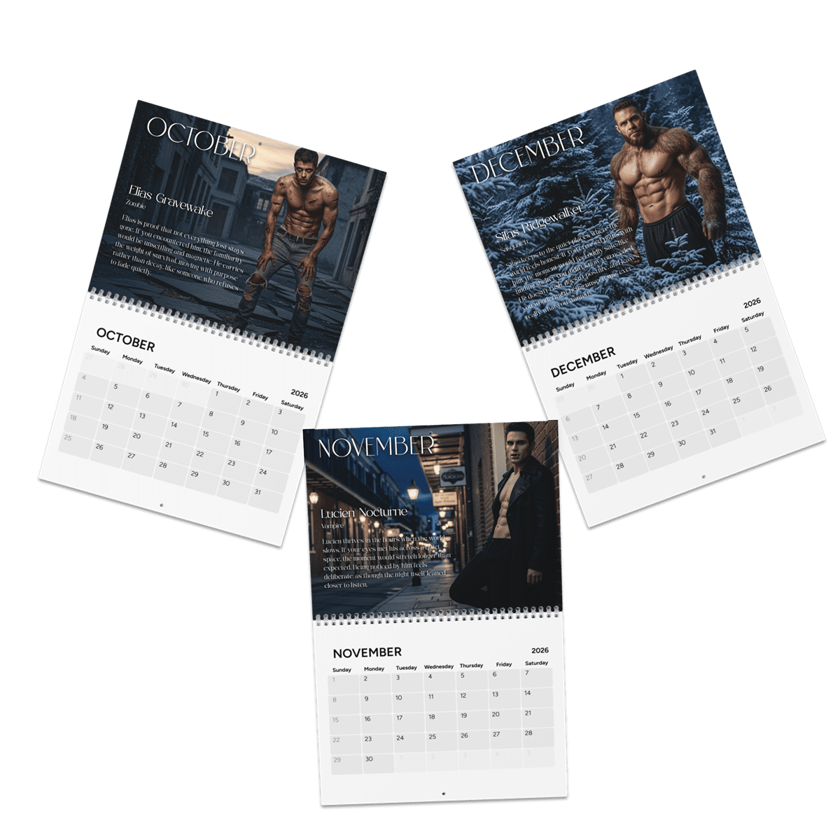 2026 Mythical Hunks Wall Calendar - Image 6