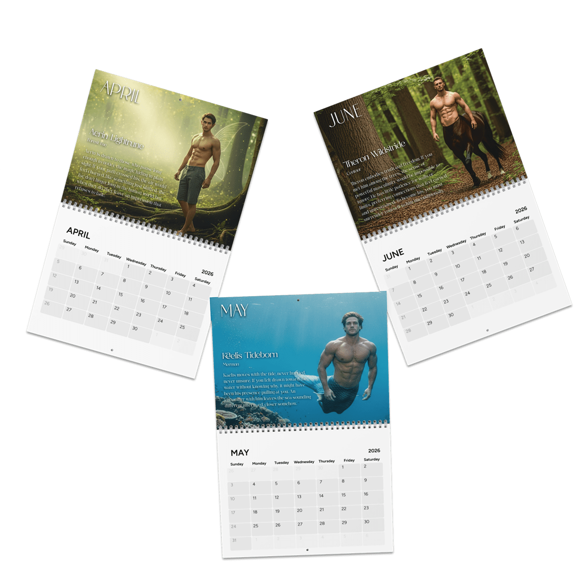 2026 Mythical Hunks Wall Calendar - Image 4