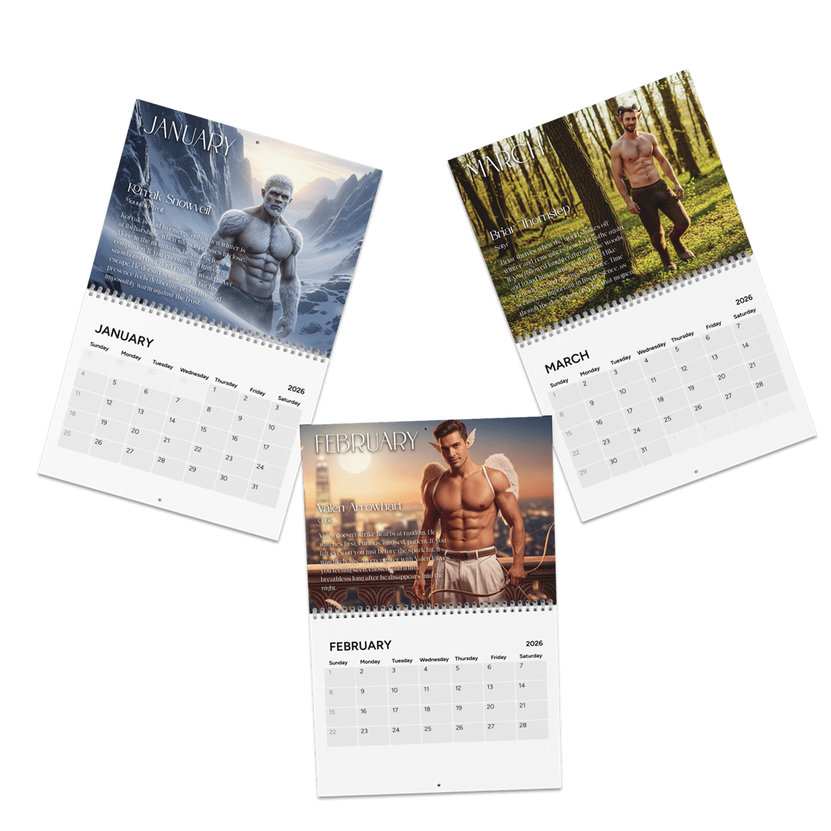 2026 Mythical Hunks Wall Calendar - Image 3