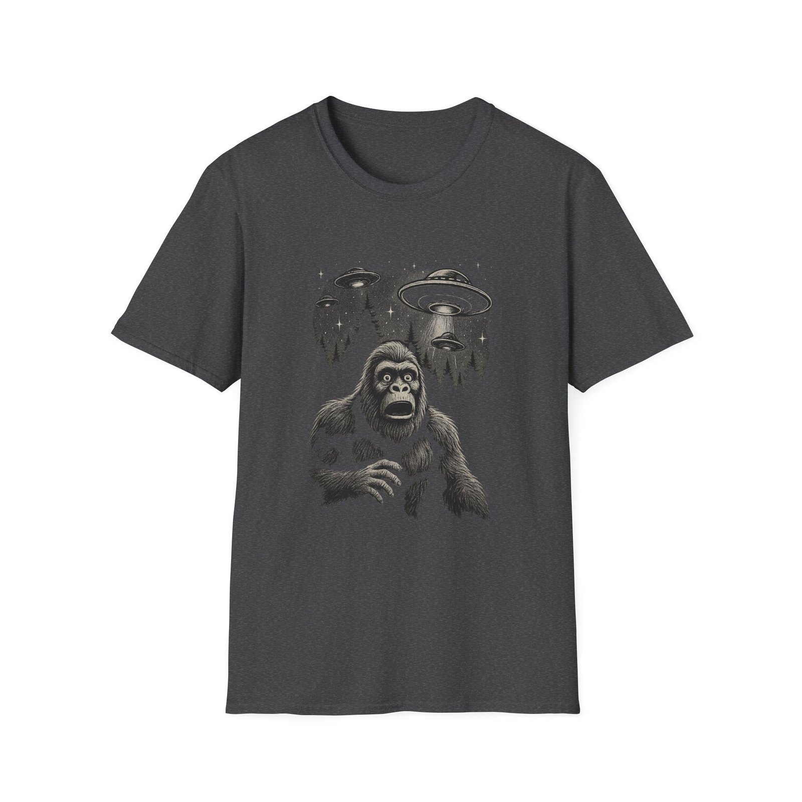 Bigfoot vs Aliens T-Shirt – Cryptid UFO Encounter Graphic Tee - Image 22