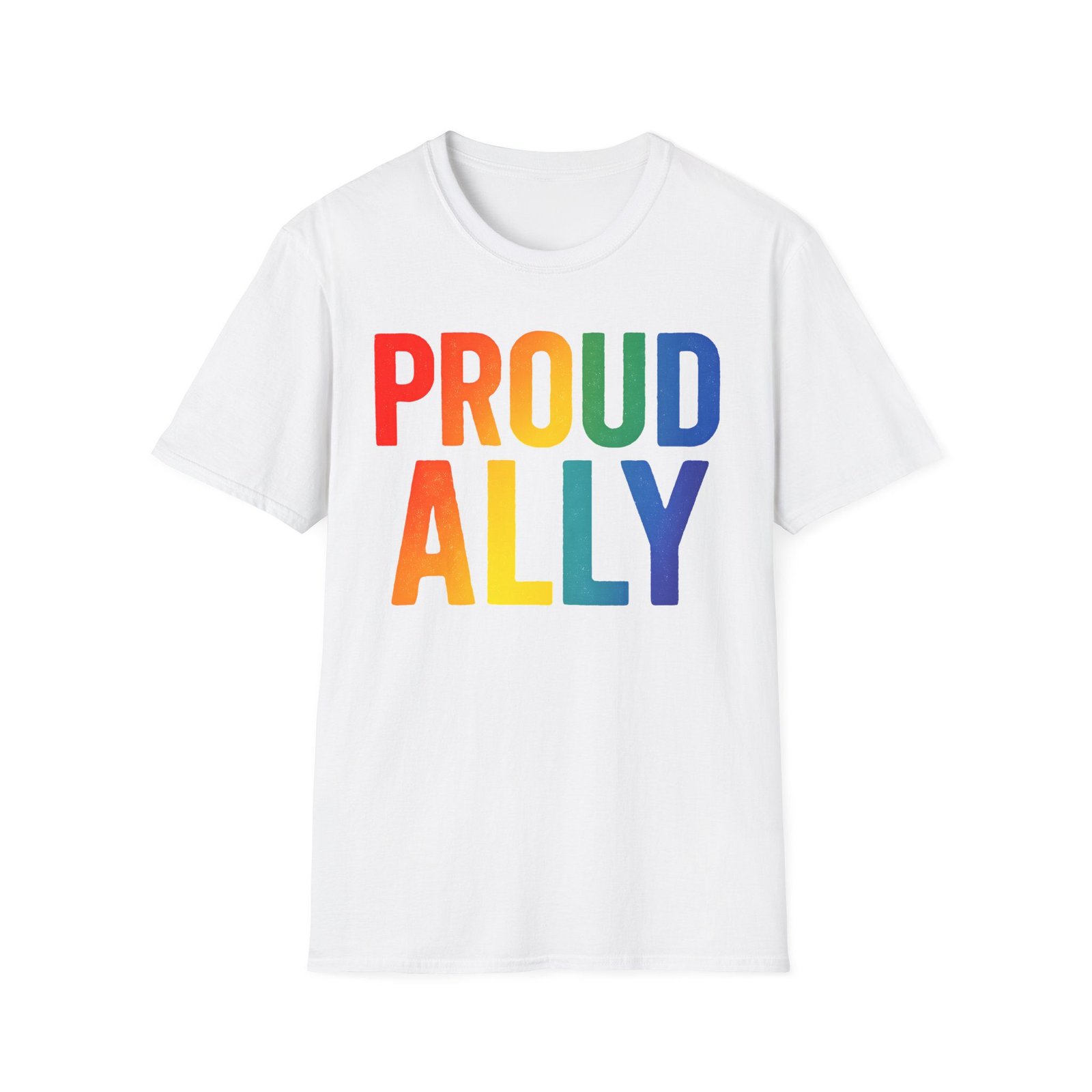 Proud Ally T-Shirt – Rainbow Allyship Support Graphic Tee - Image 4