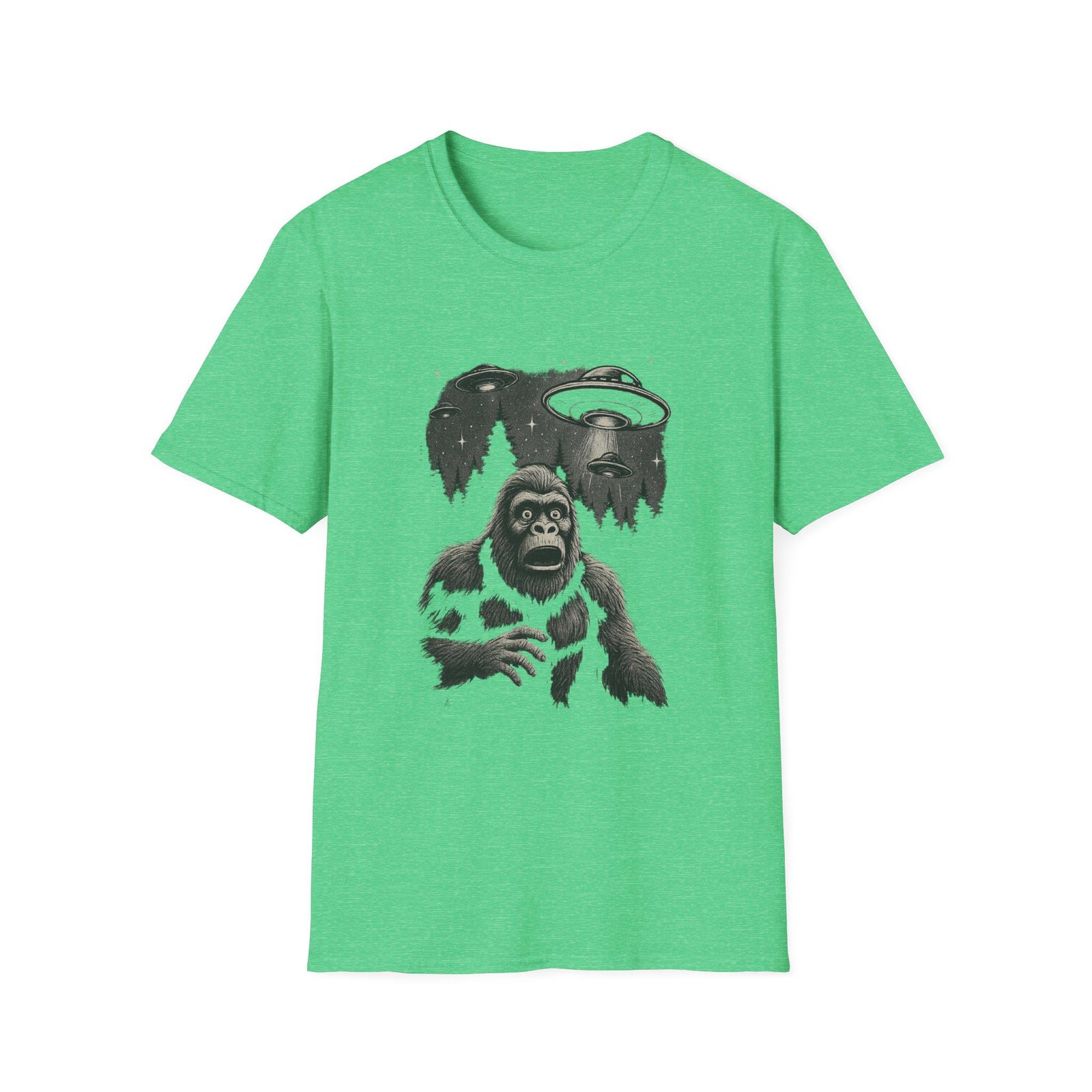 Bigfoot vs Aliens T-Shirt – Cryptid UFO Encounter Graphic Tee - Image 13