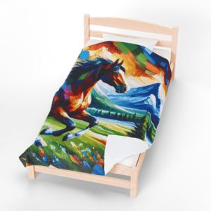 Vibrant Wild Horse Plush Velveteen Blanket