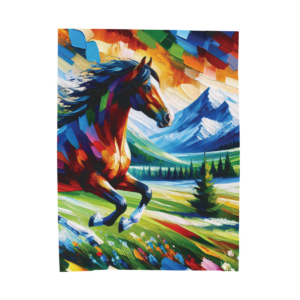 Vibrant Wild Horse Plush Velveteen Blanket