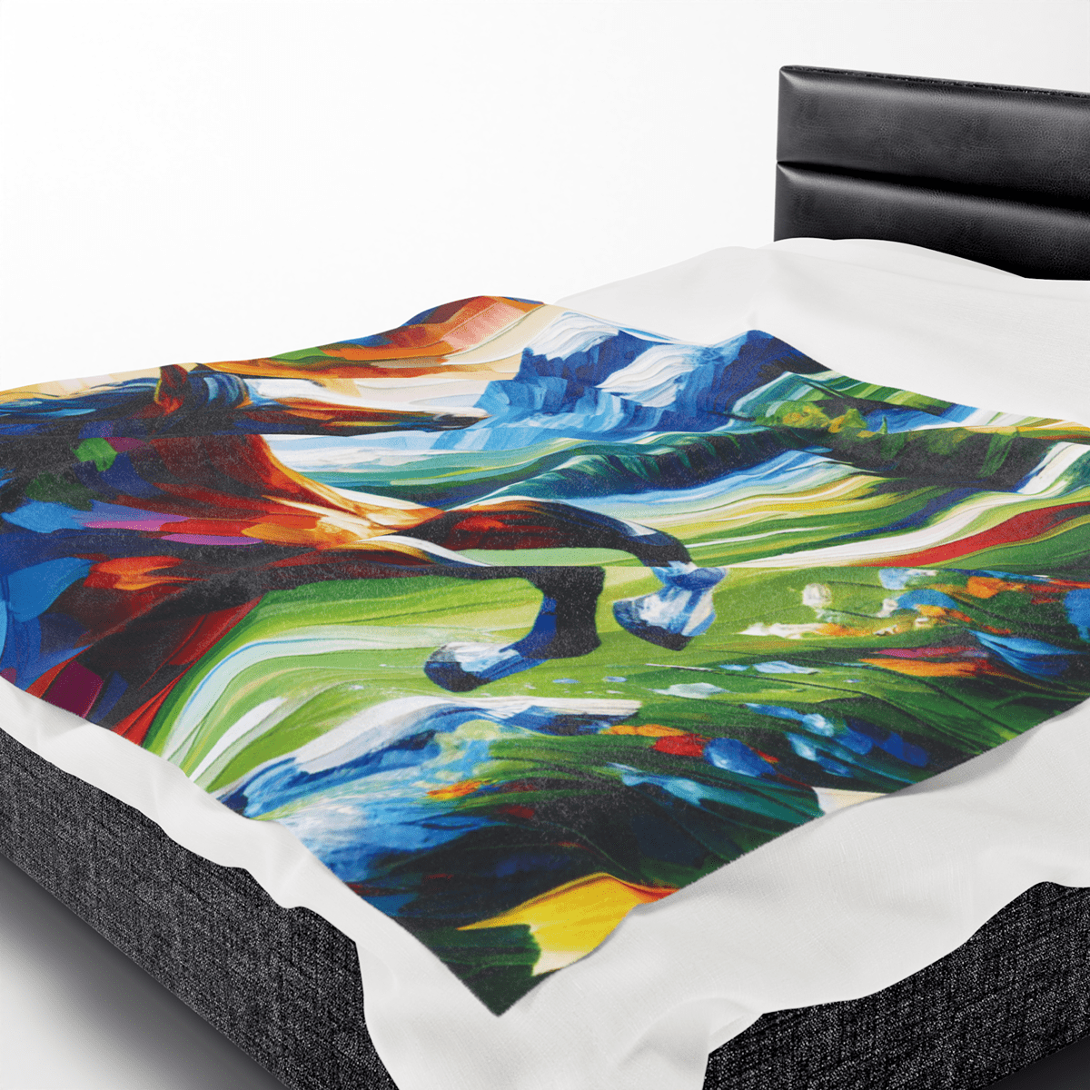 Vibrant Wild Horse Plush Velveteen Blanket - Image 4