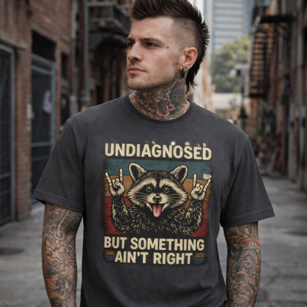Funny Raccoon T-Shirt | Undiagnosed But Something Ain’t Right Graphic Tee